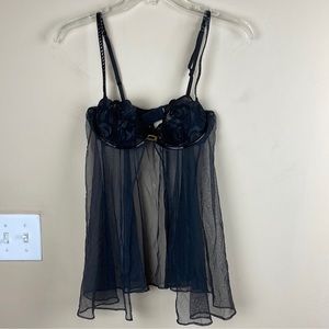 Victoria’s Secret Patent Leather Trim Babydoll Sheer Fairy WhimsiGoth